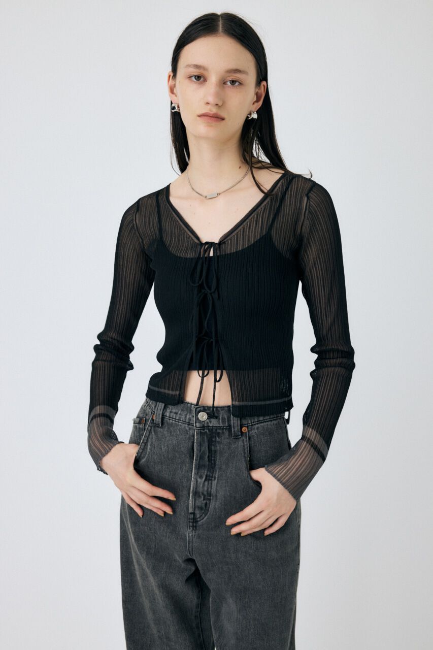 MOUSSY「FRONT TIE シアーカーディガン」|カーディガン|