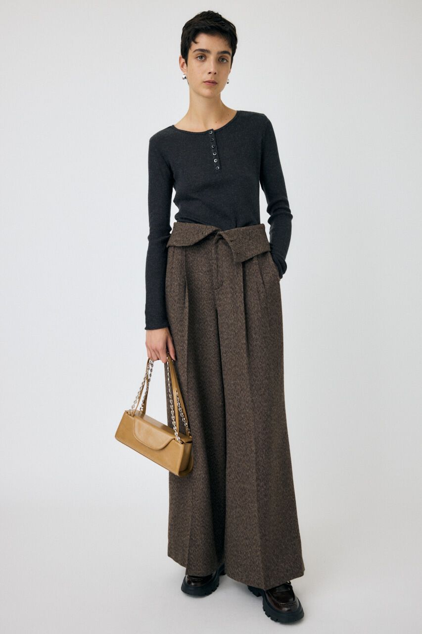 MOUSSY「FOLD WAIST ワイドスラックス」|その他|BRN