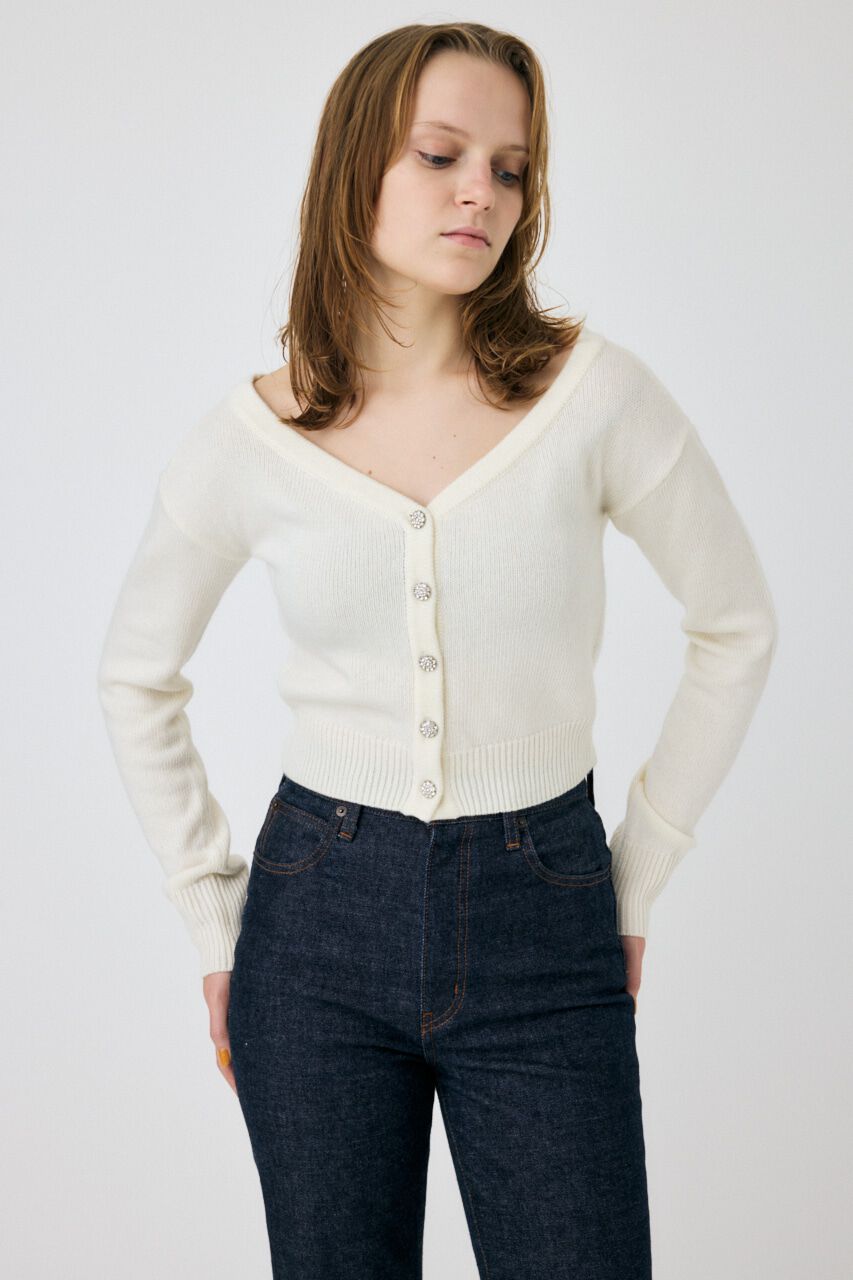 MOUSSY「2WAY SHORT ニットカーディガン」|カーディガン|