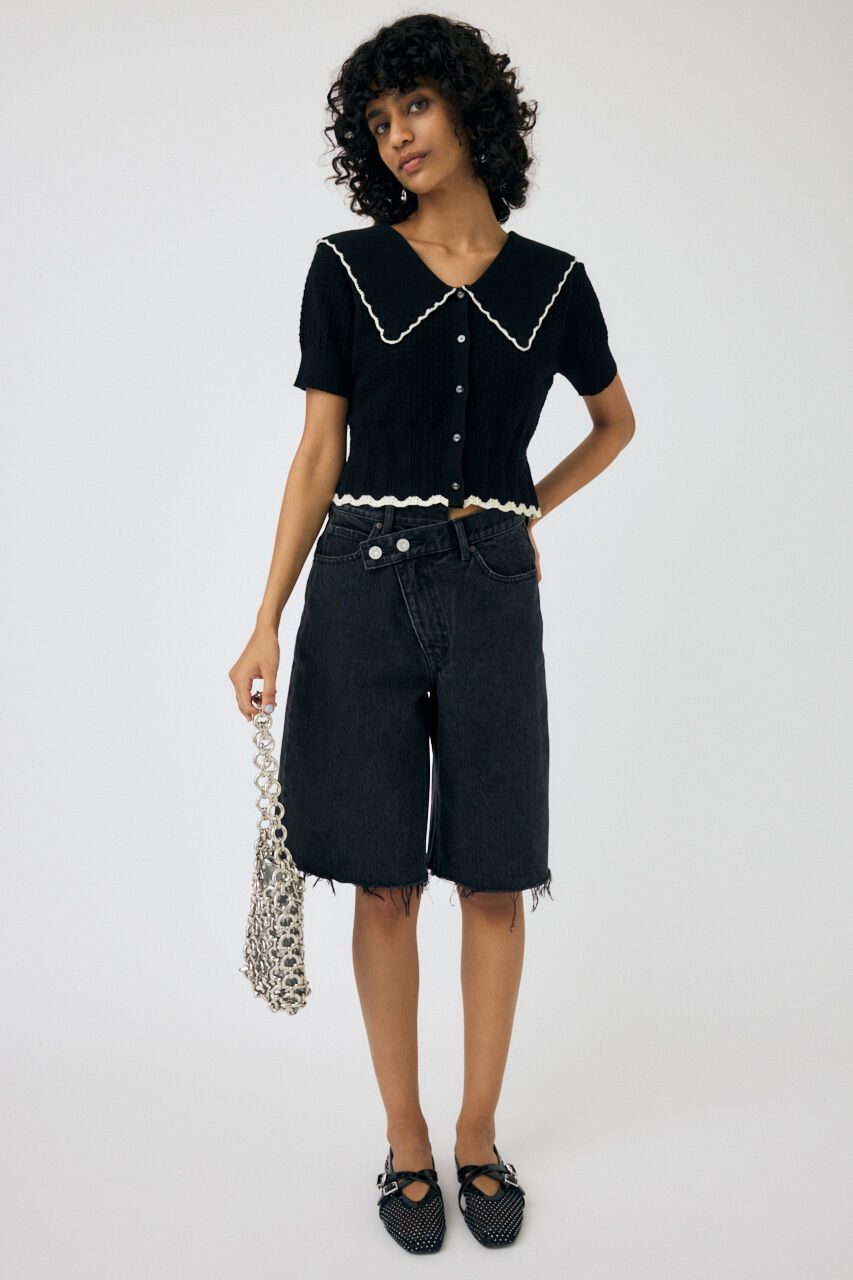 MOUSSY「CROSS WAIST ハーフパンツ」|デニム|