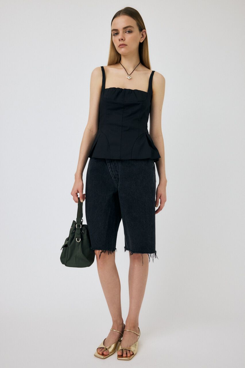 MOUSSY「CROSS WAIST ハーフパンツ」|デニム|