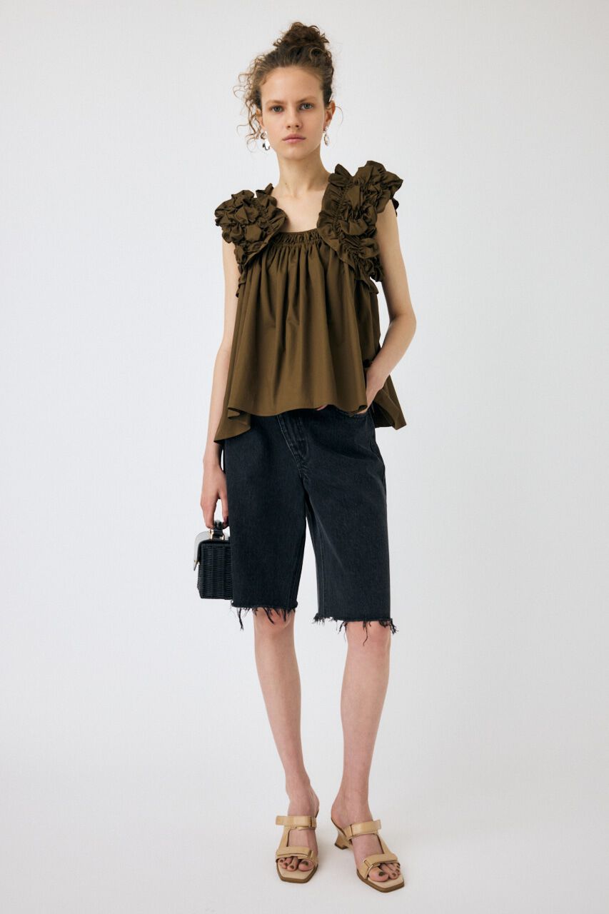 MOUSSY「CROSS WAIST ハーフパンツ」|デニム|