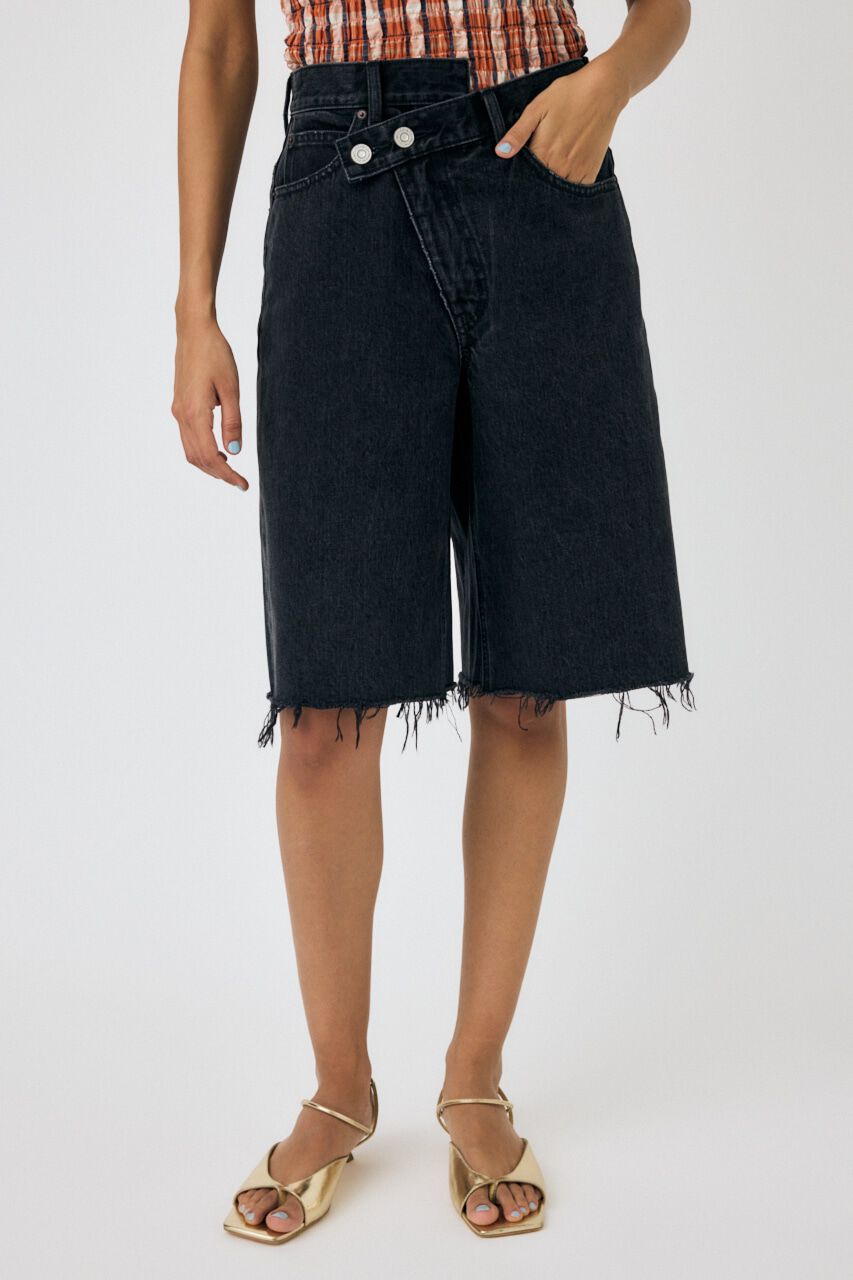 MOUSSY「CROSS WAIST ハーフパンツ」|デニム|
