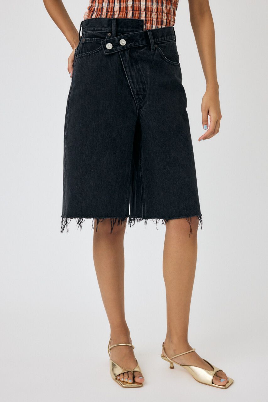 MOUSSY「CROSS WAIST ハーフパンツ」|デニム|