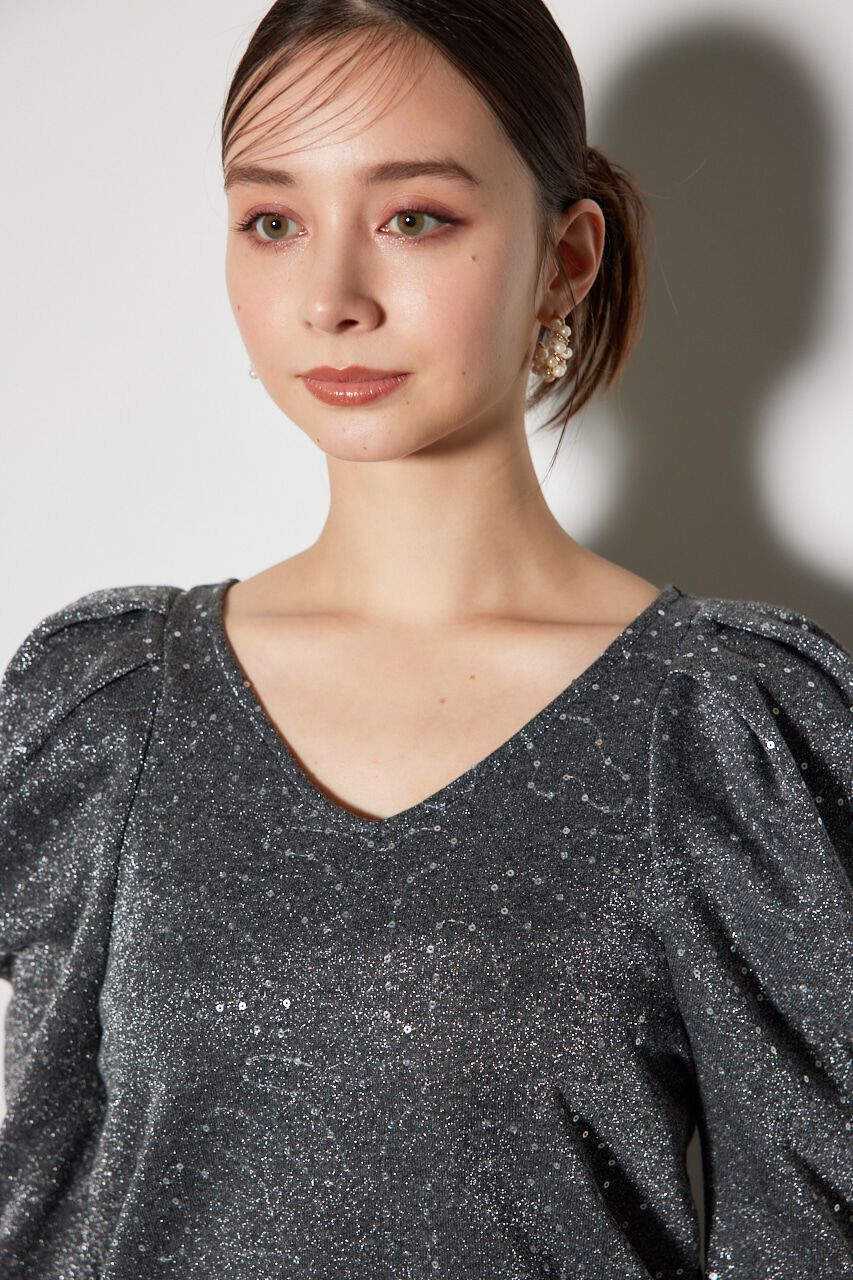 rienda「スパークリングギャザースリーブカットトップス」|Tシャツ・カットソー|