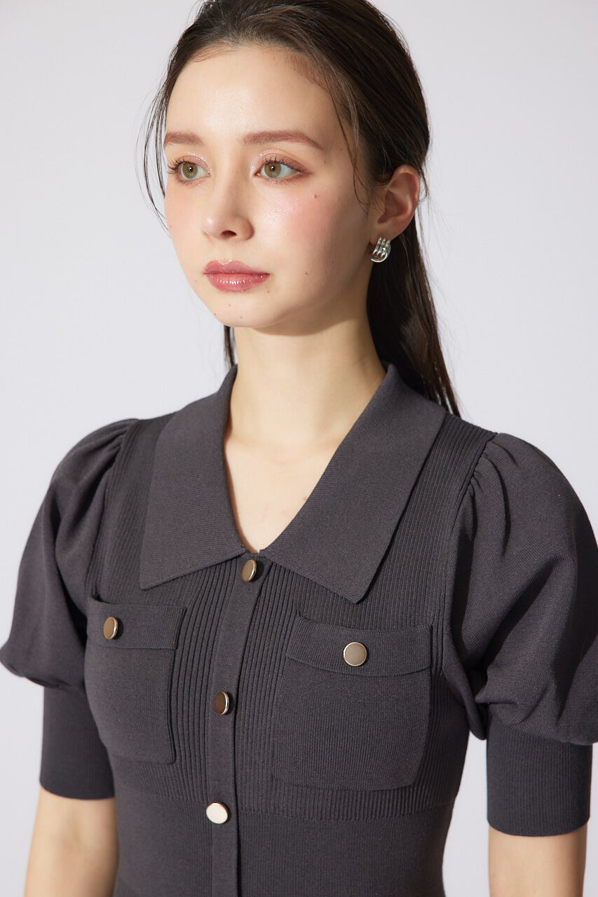 rienda「パフスリーブニットタイトワンピース」|ワンピース|