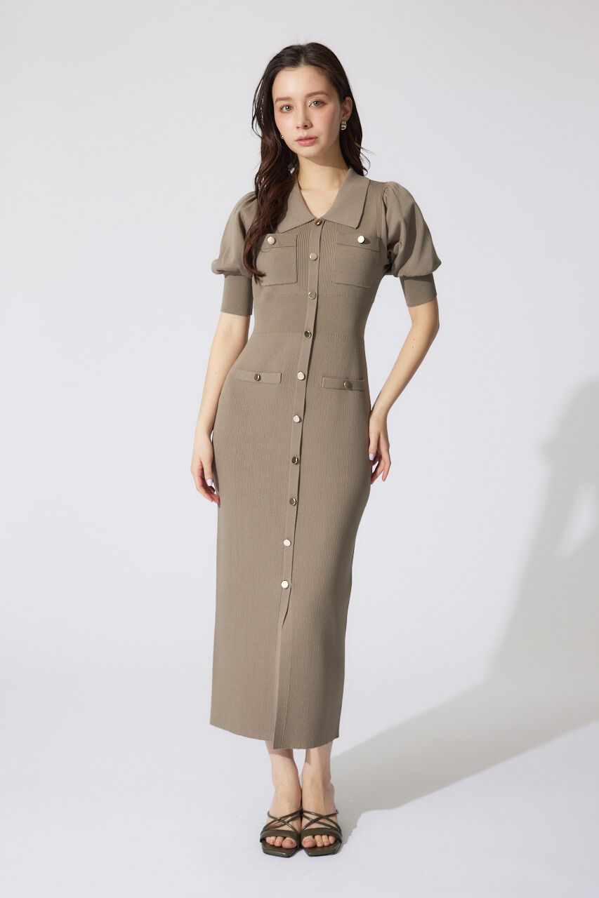 rienda「パフスリーブニットタイトワンピース」|ワンピース|