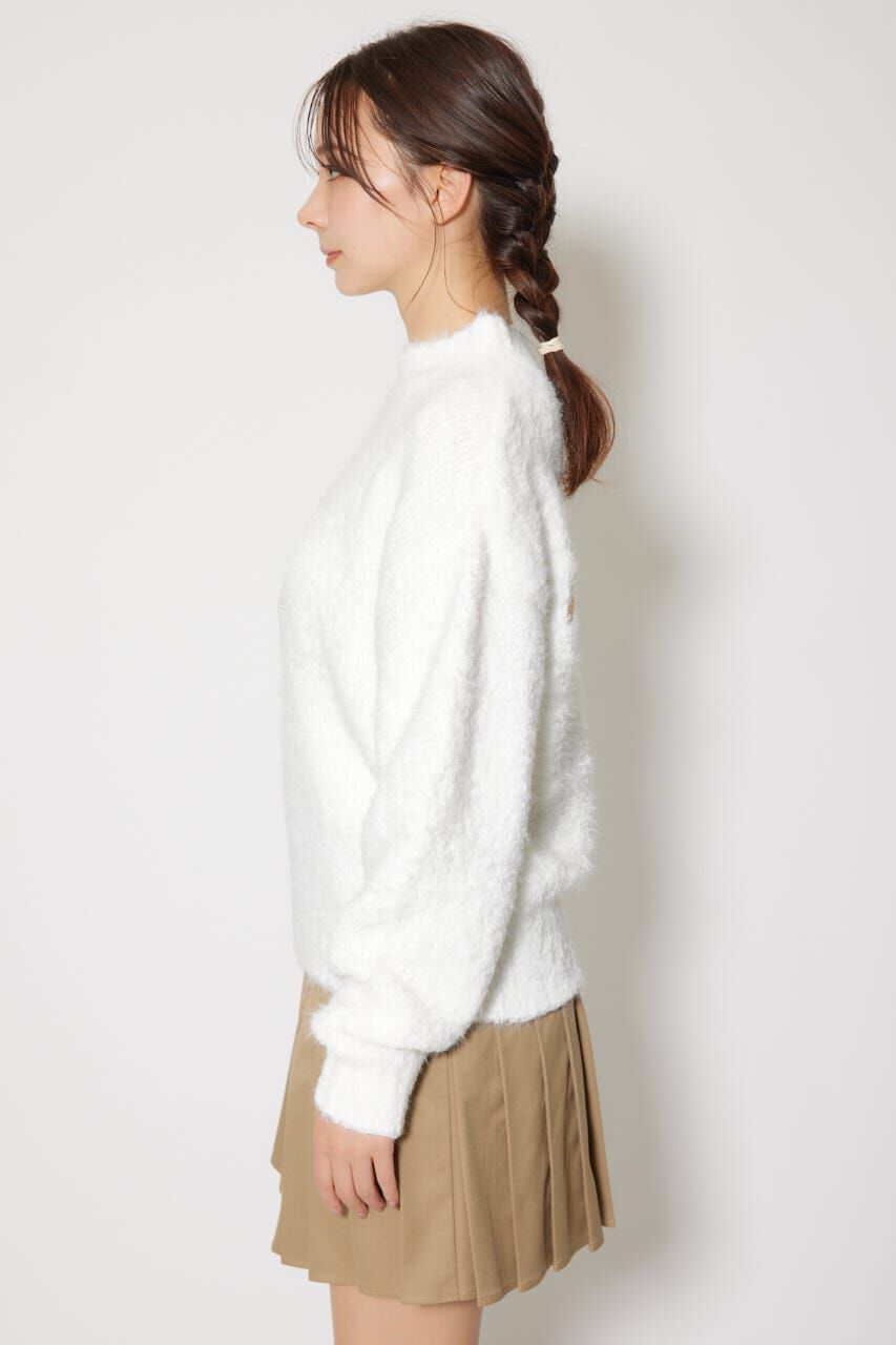 rienda「フェイクレザーロゴシャギーニットトップス」|ニット・セーター|