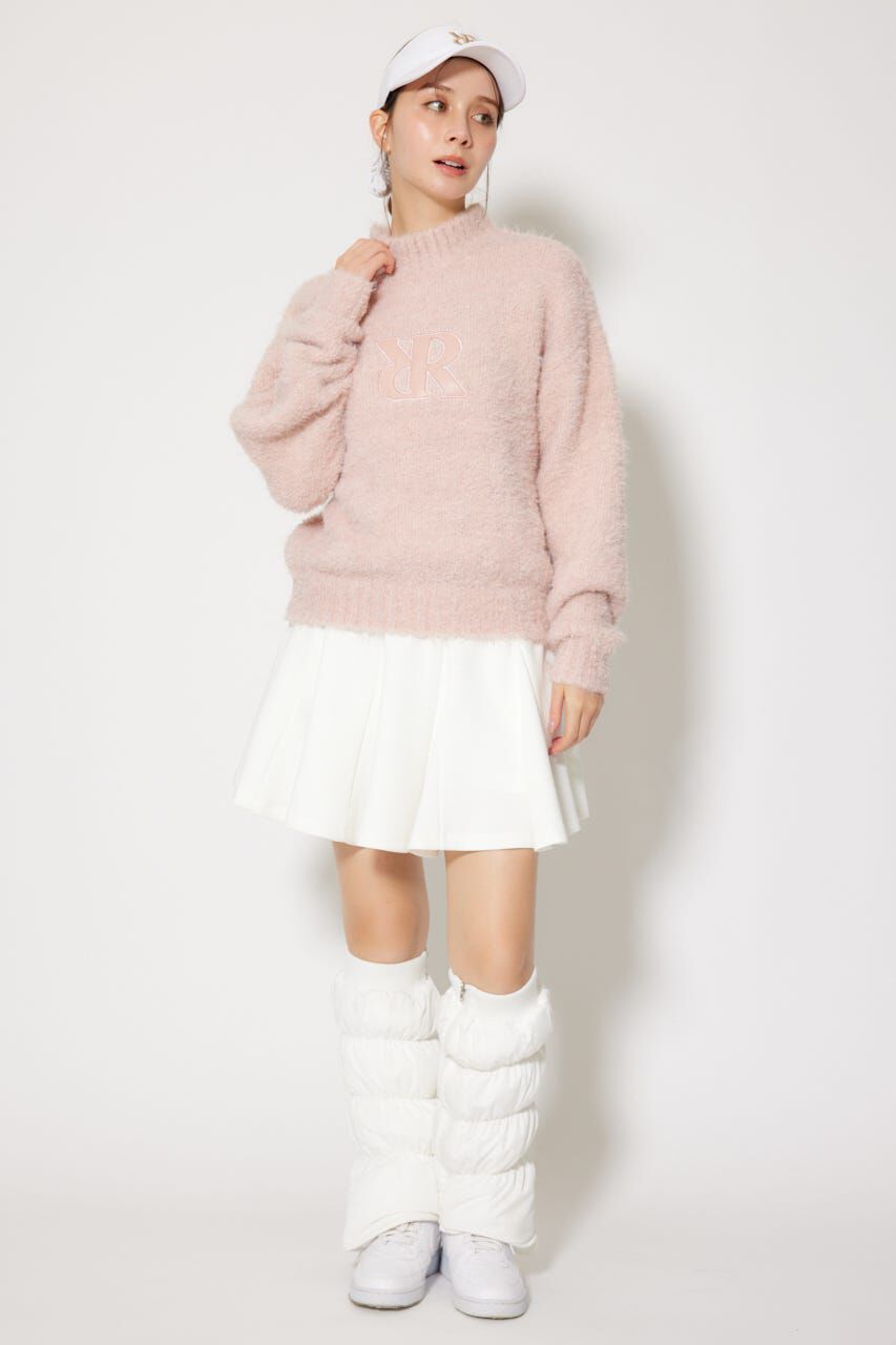 rienda「フェイクレザーロゴシャギーニットトップス」|ニット・セーター|