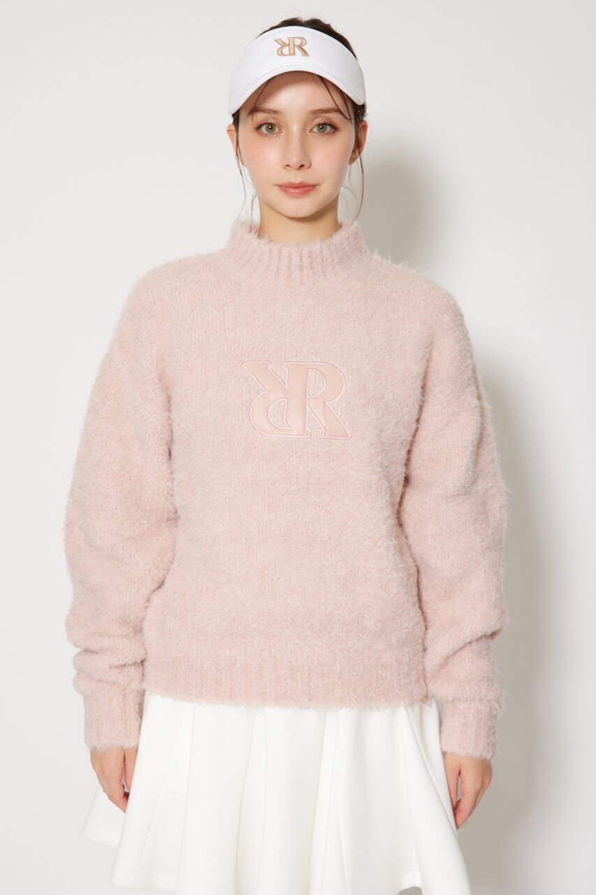 rienda「フェイクレザーロゴシャギーニットトップス」|ニット・セーター|