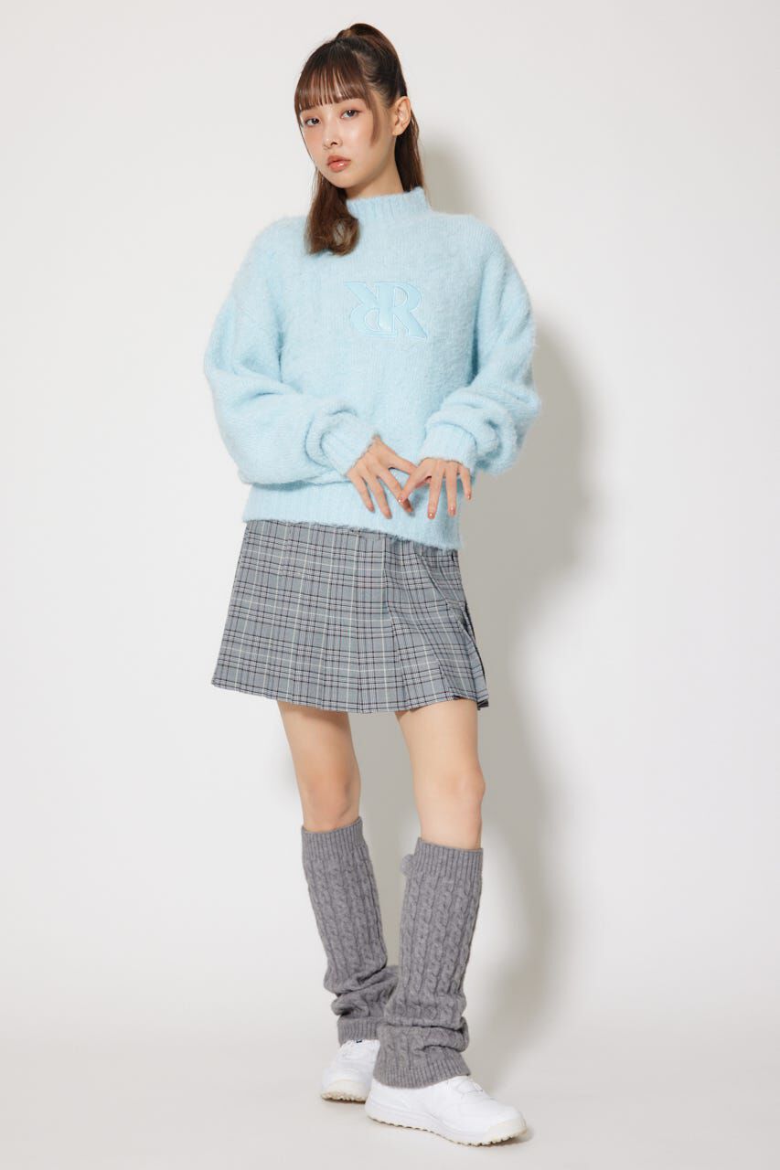 rienda「フェイクレザーロゴシャギーニットトップス」|ニット・セーター|