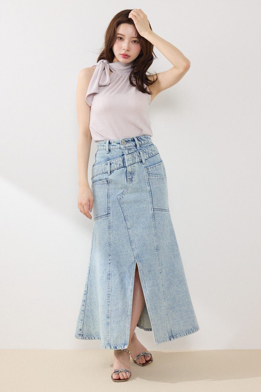 rienda「ダブルベルトマーメイドデニムスカート」|スカート|