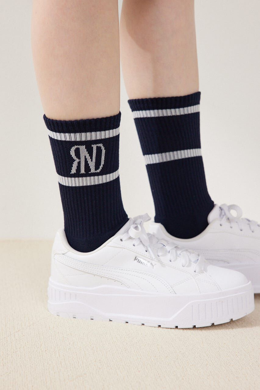 rienda「バイカラーRNDロゴソックス」|その他|NVY