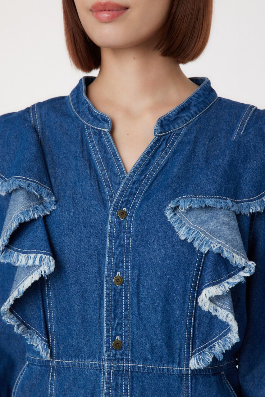 RODEO CROWNS「フリルデザインデニムロングワンピース」|ワンピース|