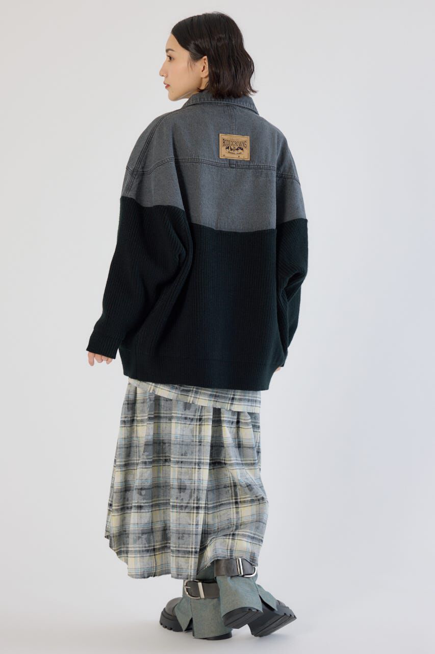 RODEO CROWNS「ニットドッキングルーズデニムジャケット」|デニムジャケット|