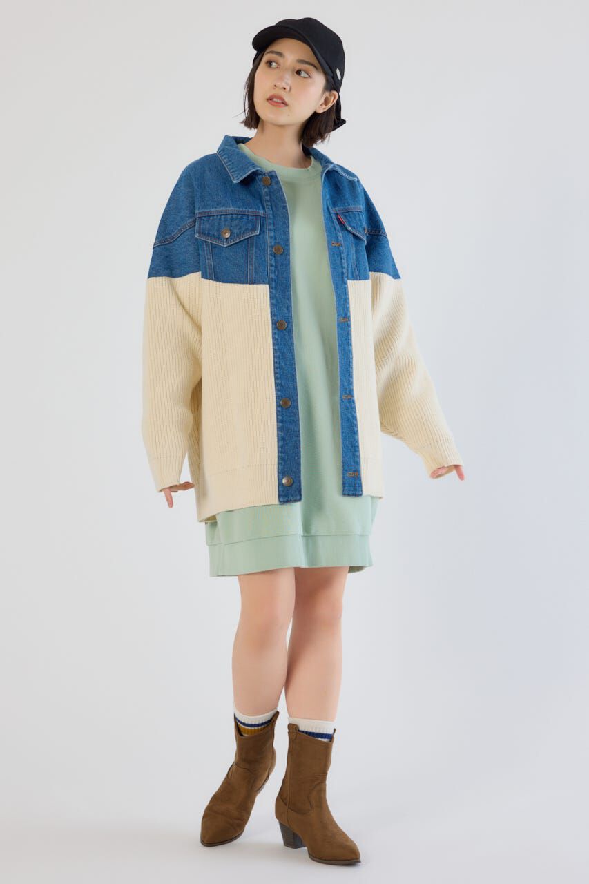 RODEO CROWNS「ニットドッキングルーズデニムジャケット」|デニムジャケット|