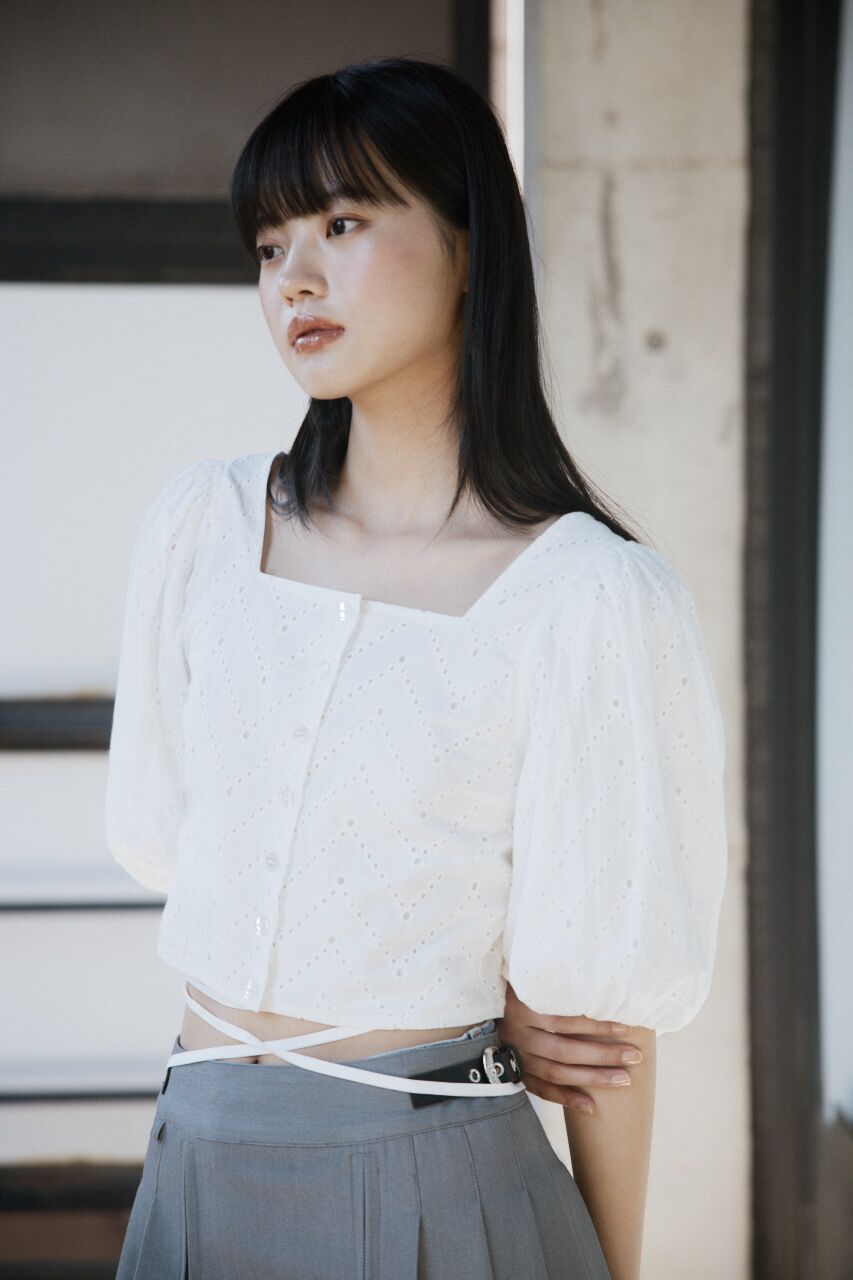 SLY「FRONT BUTTON LACE PUFF トップス」|シャツ・ブラウス|