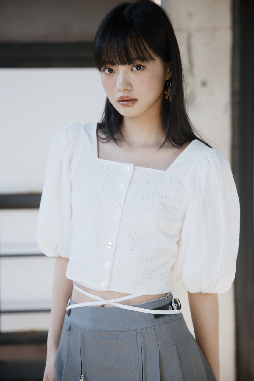 SLY「FRONT BUTTON LACE PUFF トップス」|シャツ・ブラウス|