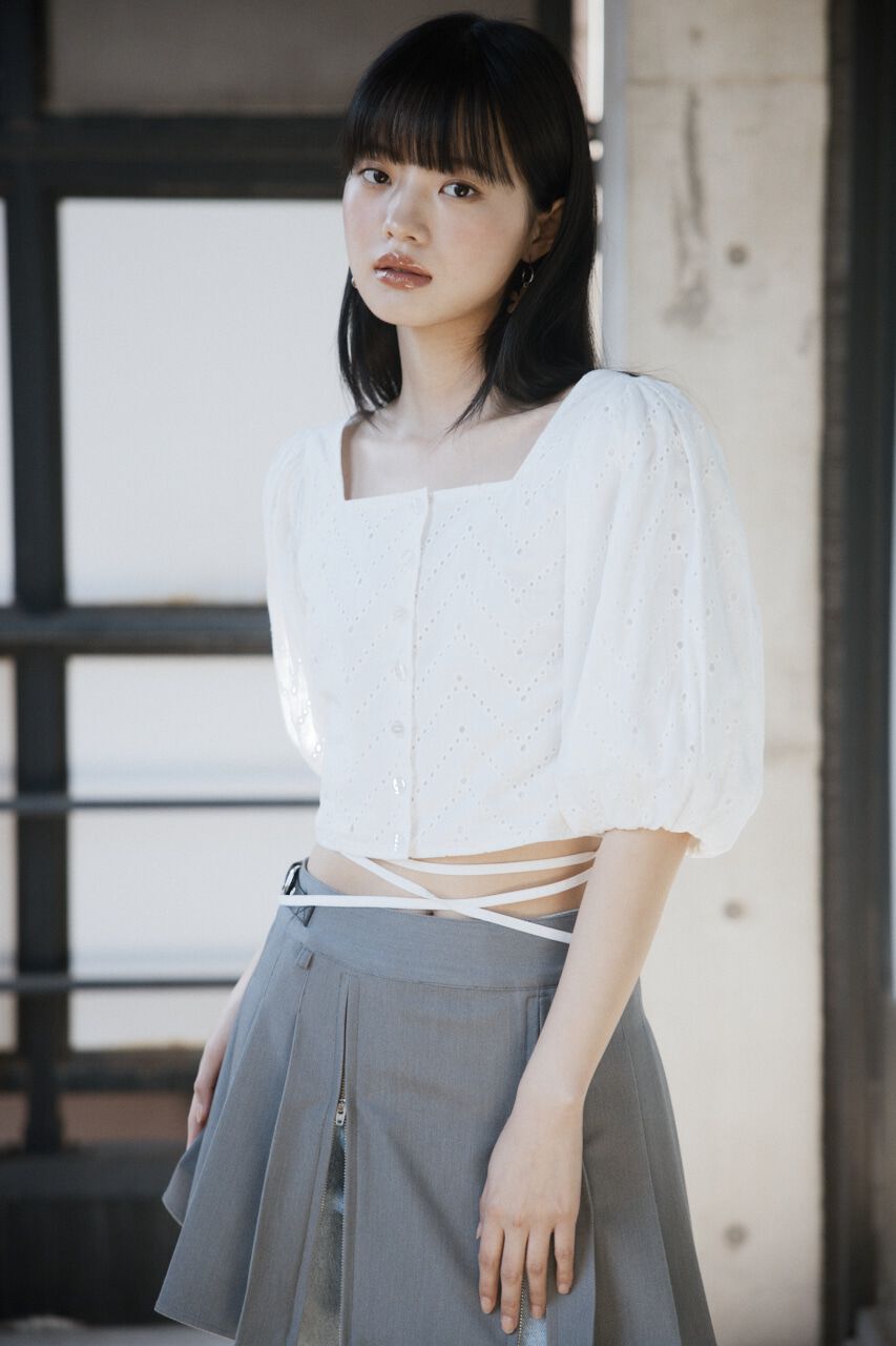 SLY「FRONT BUTTON LACE PUFF トップス」|シャツ・ブラウス|