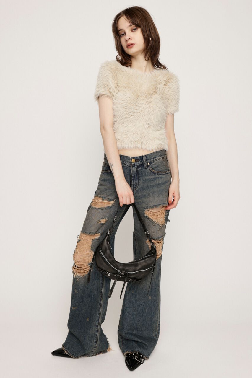 SLY「MIX SHAGGY TINY Tシャツ」|ニット・セーター|