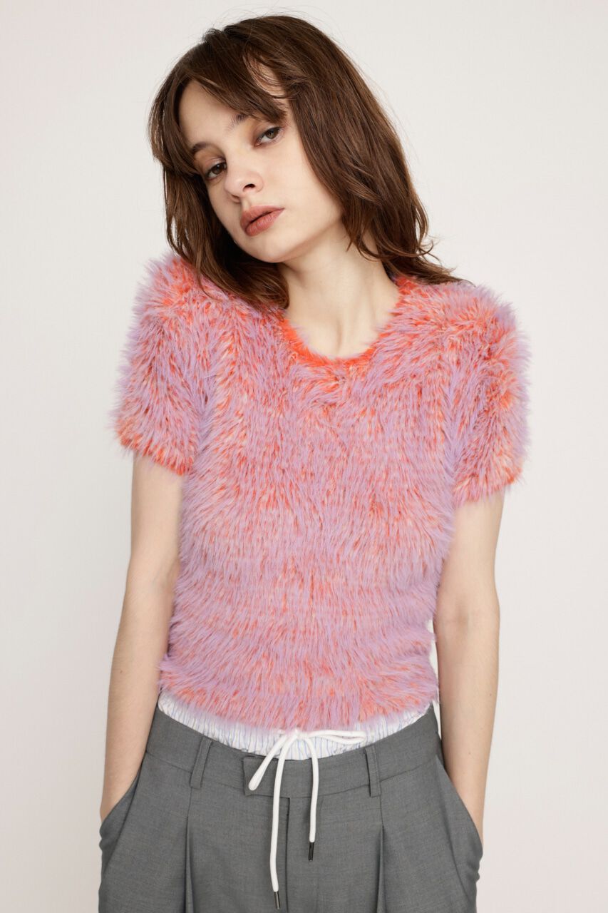 SLY「MIX SHAGGY TINY Tシャツ」|ニット・セーター|M/PNK7