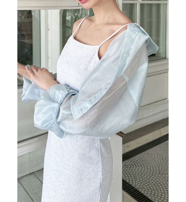 RESEXXY「シアーショートシャツ」|シャツ・ブラウス|ブルー