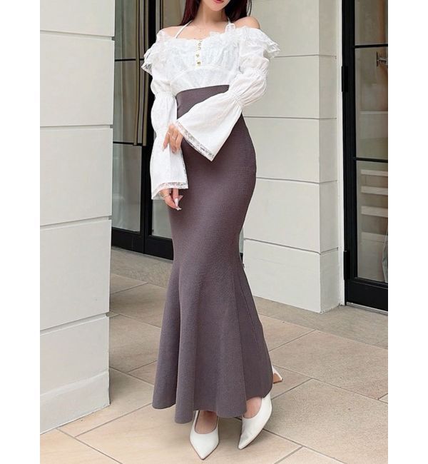 RESEXXY「レースドッキングマーメイドニットワンピース」|ワンピース|チャコールグレー