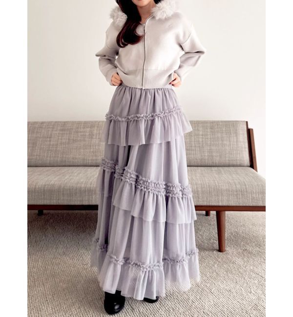 dazzlin「【WEB限定】チュールフリルティアードスカート」|スカート|