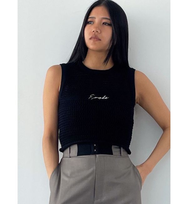 EMODA「エンブロイダリーコンパクトトップ」|ニット・セーター|