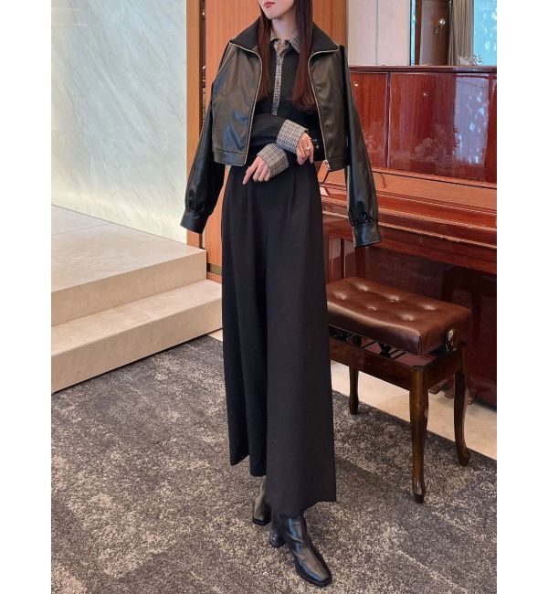 MERCURYDUO「フェイクレザークロップドブルゾン」|ブルゾン・スタジャン|