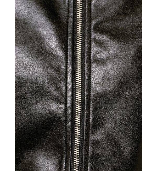 MERCURYDUO「フェイクレザークロップドブルゾン」|ブルゾン・スタジャン|