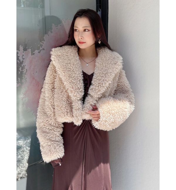 MERCURYDUO「テーラードカラーフェイクファーショートコート」|その他|