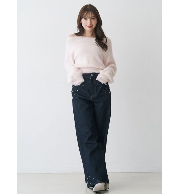 MERCURYDUO「ミニシャギーオフショルニット」|ニット・セーター|