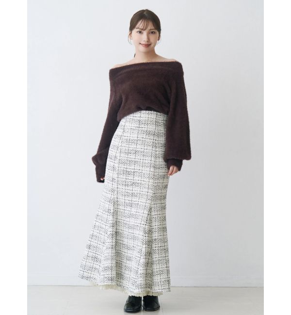 MERCURYDUO「ミニシャギーオフショルニット」|ニット・セーター|