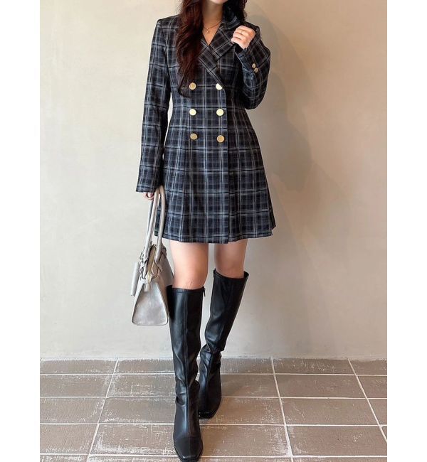 MERCURYDUO「【WEB限定カラーあり】2WAYフィット&フレアジャケットワンピース」|ワンピース|グレー