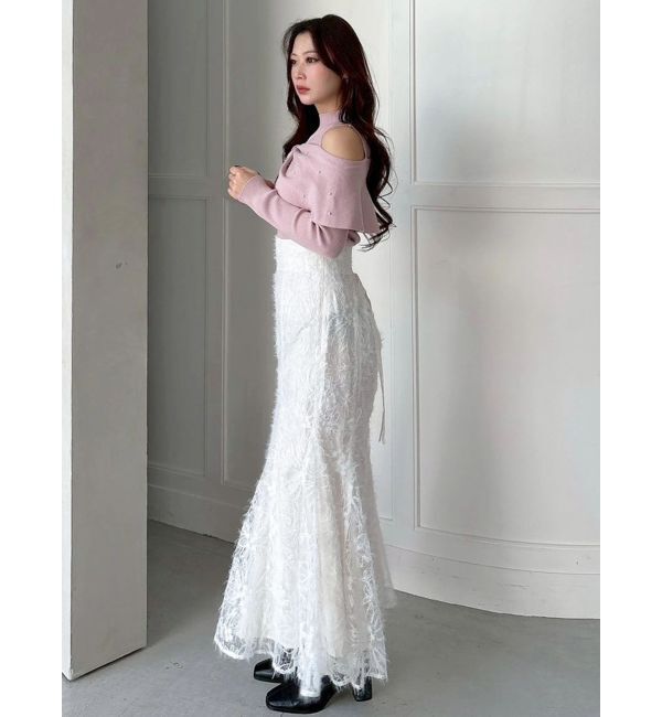 MERCURYDUO「シャギーエンブロイダリースカート」|スカート|