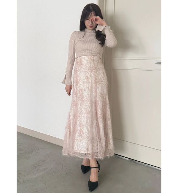 MERCURYDUO「シャギーエンブロイダリースカート」|スカート|