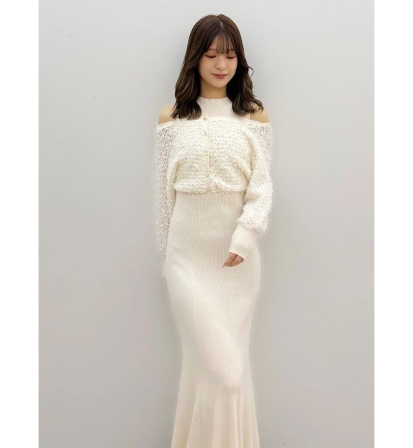 MERCURYDUO「ツイードニットカーデドッキングマーメイドニットワンピース」|ワンピース|