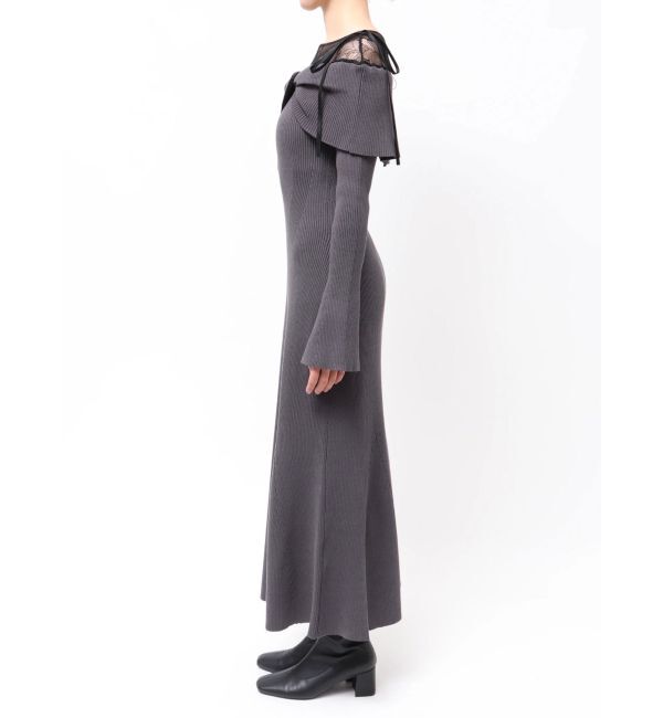 MERCURYDUO「レース切替オフショルニットワンピース」|ワンピース|