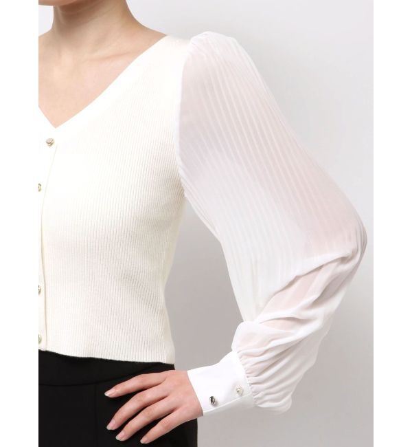 MERCURYDUO「異素材スリーブカーデニット」|ニット・セーター|