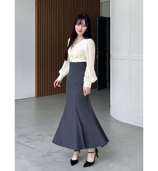 MERCURYDUO「異素材スリーブカーデニット」|ニット・セーター|