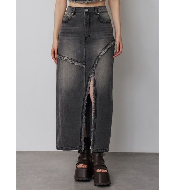 MURUA「フリンジスリットデニムスカート【セットアップ着用可】」|スカート|