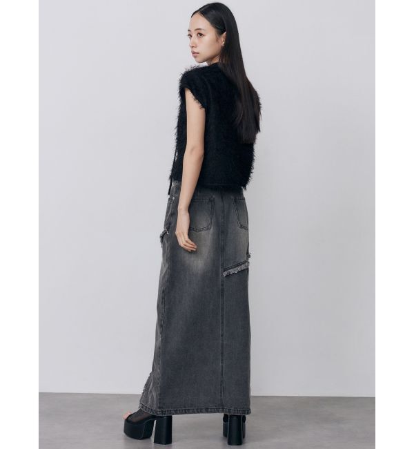 MURUA「フリンジスリットデニムスカート【セットアップ着用可】」|スカート|