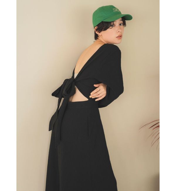 Ungrid「バックリボンフレアワンピース」|ワンピース|