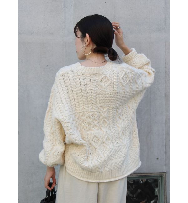 Ungrid「【WEB限定】パッチワークケーブルニット」|ニット・セーター|