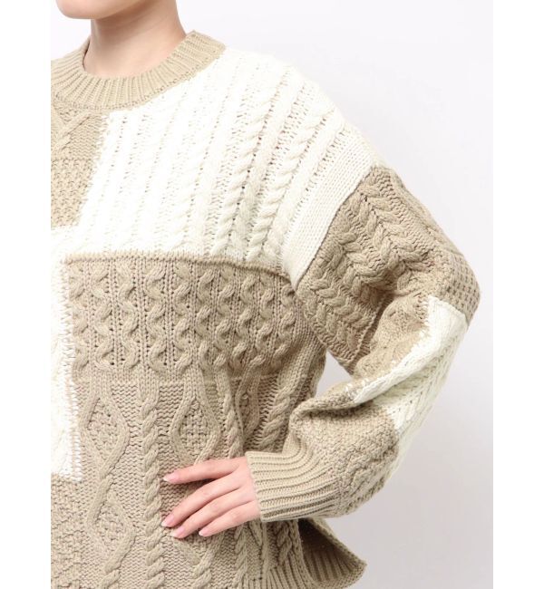 Ungrid「【WEB限定】パッチワークケーブルニット」|ニット・セーター|