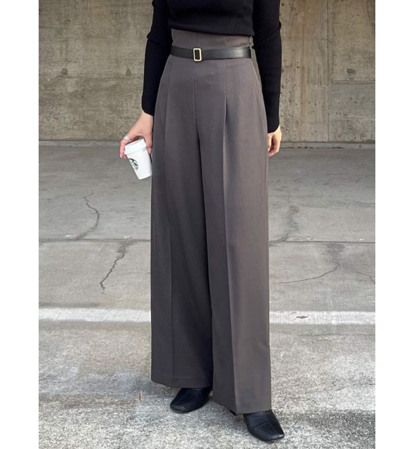 LAGUNAMOON「バイカラーベルトサスペンダーパンツ」|その他|チャコールグレー