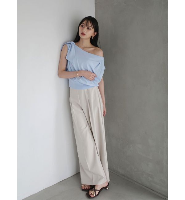 LAGUNAMOON「オフショルリボンドレープニット」|ニット・セーター|