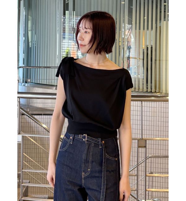 LAGUNAMOON「オフショルリボンドレープニット」|ニット・セーター|