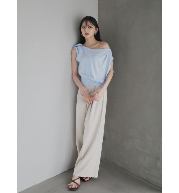 LAGUNAMOON「オフショルリボンドレープニット」|ニット・セーター|